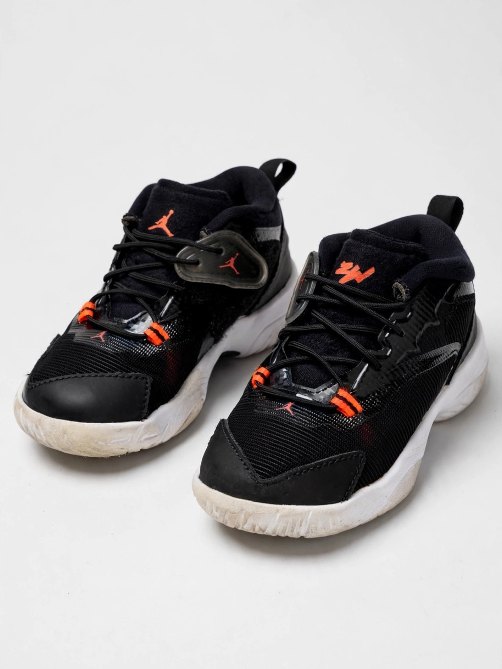 Jordan Kids Black and Orange Basketball Sneakers